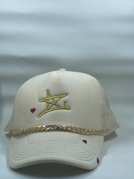 Starchasers Cream Heart trucker hat