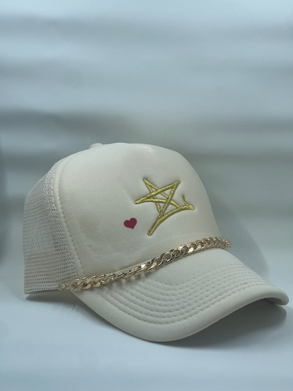 Starchasers Cream Heart trucker hat