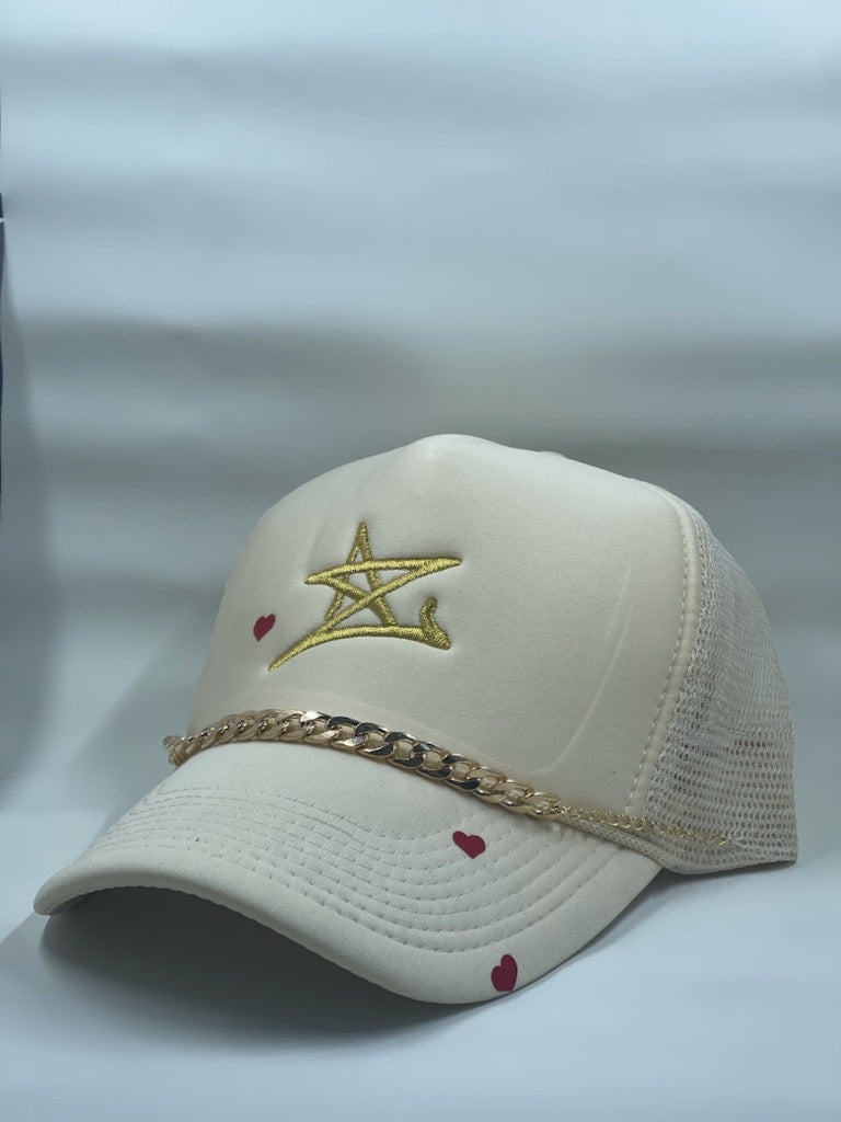 Starchasers Cream Heart trucker hat